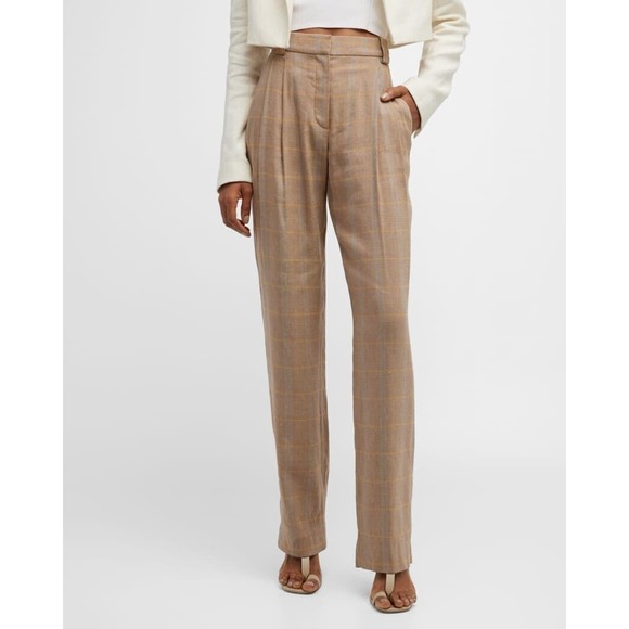 $495 A.L.C. Fynn Plaid Straight-Leg Pants Size 10